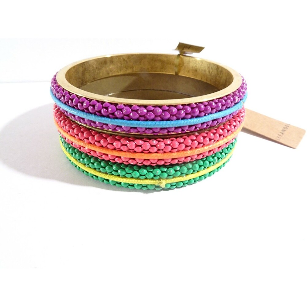 Lee Angel Neiman Marcus Women's Mesh Dot Bangle Set 3 Bracelet NWT 195 RAINBOW